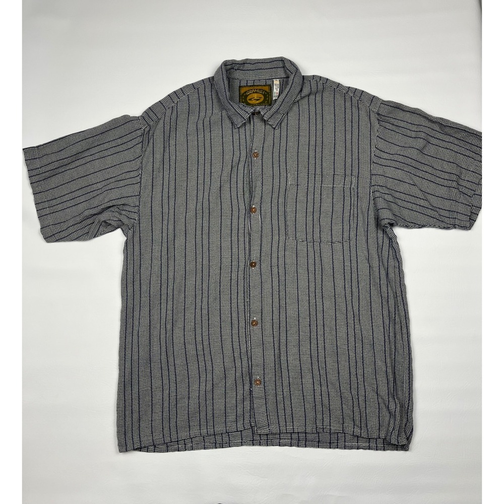 Gramicci Basketweave Striped Button Up Mens L Blue Vintage Casual